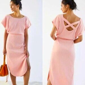 Anthropologie Daily Practice Dolman-Sleeved Midi Dress, Sz XS, Pink Rose, NWOT